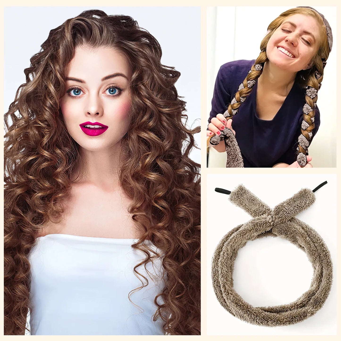 Satin Heatless Hair Curler for Medium Hair